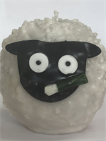 Recycled Wax Sheep with a leek Character Candle
